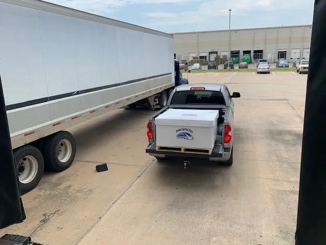 A truck carrying a pallet of Arctic Express Gel Packs